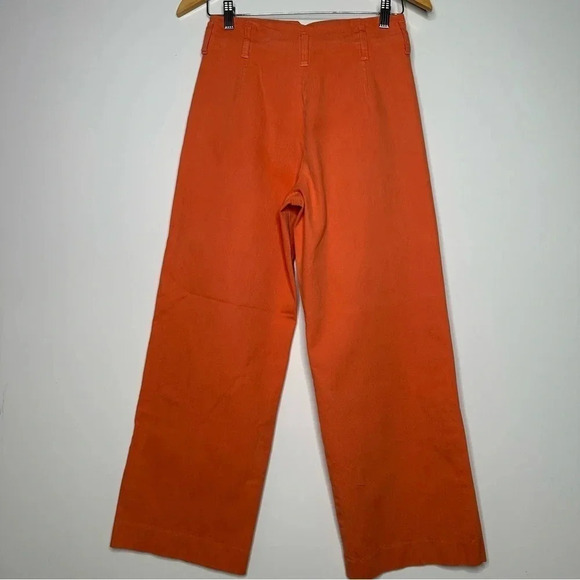 J. Peterman Orange Coral High-Rise Wide Leg Crop Pants Size 2 - Picture 6 of 8